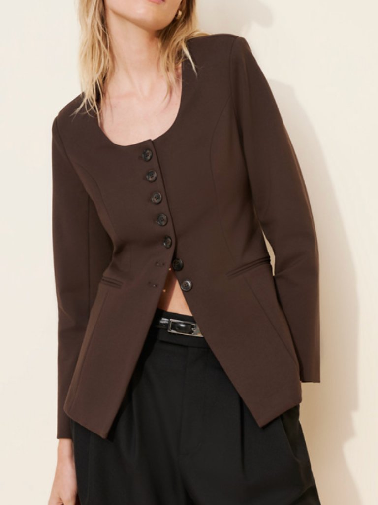 Dolan Scoop-Neck Long Waist Blazer